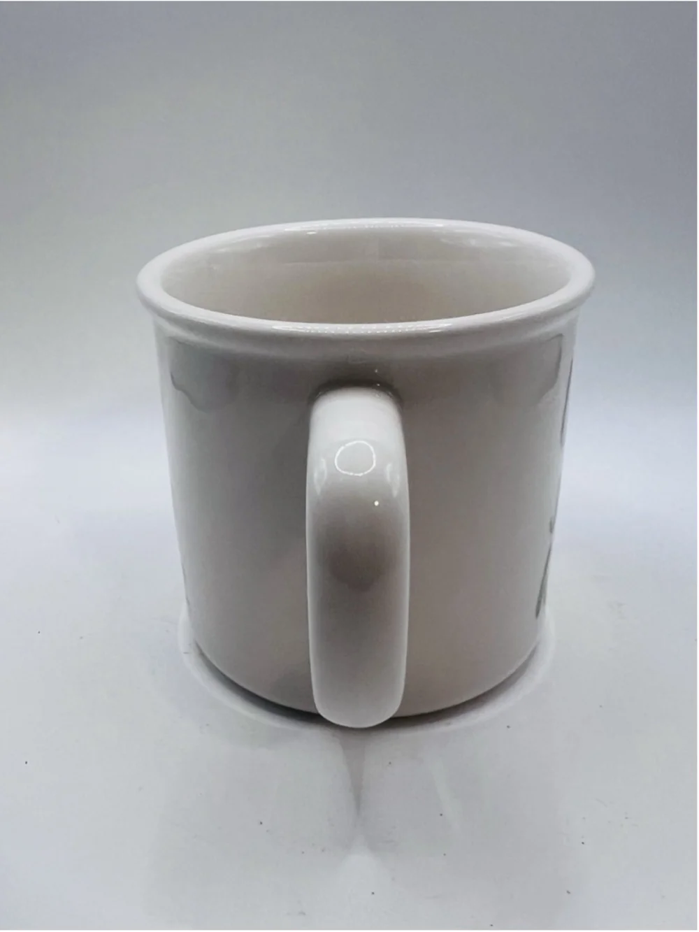 Pottery Barn Let's Stay Home Coffee Mug White Gold Accent Ceramic Tea Cup